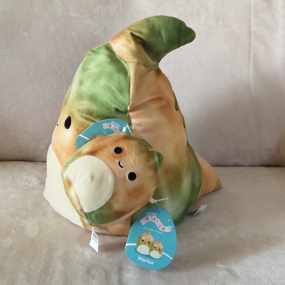Squishmallow set Maria Mom and Baby green and brown dinosaur 12 and 5 inches - Picture 2 of 4